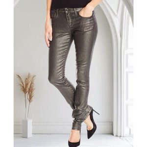 Joe’s Jeans Women Mid Rise Skinny Metallic Coated Glitter Gray Silver 28 Mari